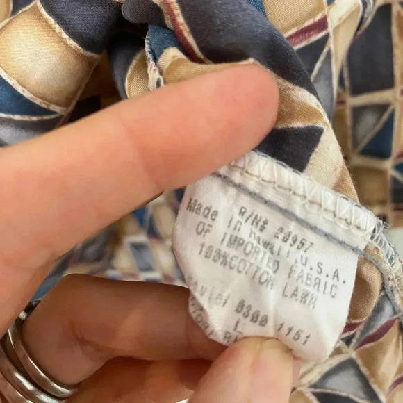 Richard Polynesian Print Cotton Lawn Aloha Hawaiian Shirt Size L Button - Picture 8 of 8